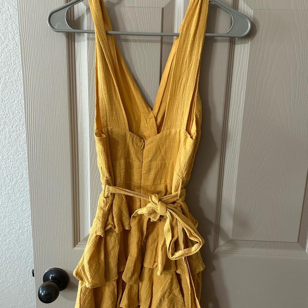 Yellow Sleeveless Ruffle Dress - Picture 2 of 3